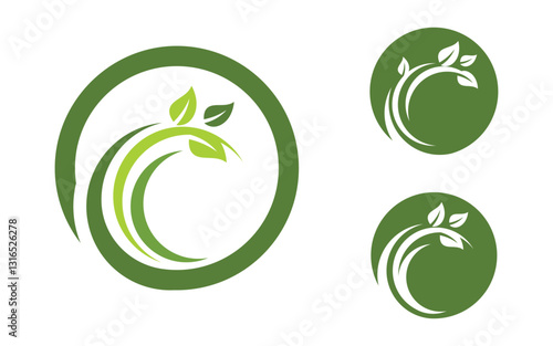Organic Leaf Logo nature  Healthy vegan concept illustration v.5