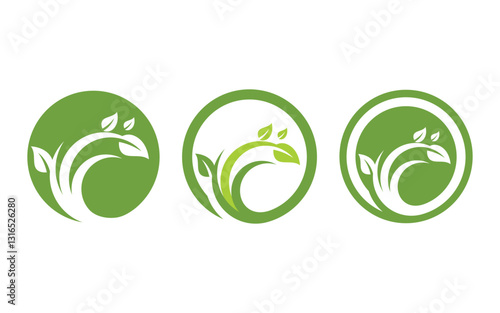 Organic Leaf Logo nature  Healthy vegan concept illustration v.6