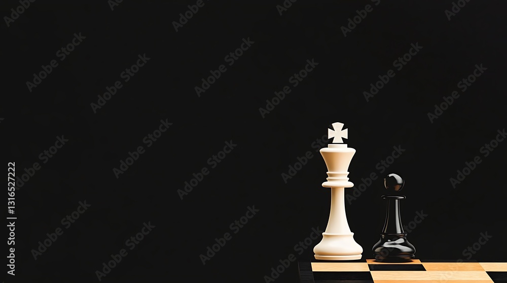 Chess King and Pawn: A Dark Background Study AI Generated Chess King and Pawn: A Dark Background Study AI Generated