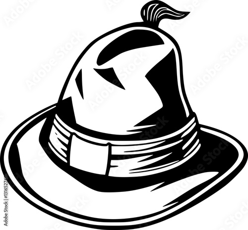 Adventurer Hat 746 Monochrome Black and White Illustration