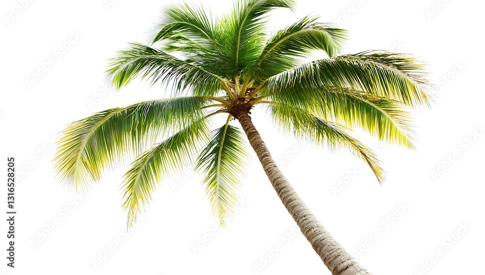 Lush Green Coconut Palm Tree Isolated on White Background for Summer Designs Lush Green Coconut Palm Tree Isolated on White Background for Summer Designs