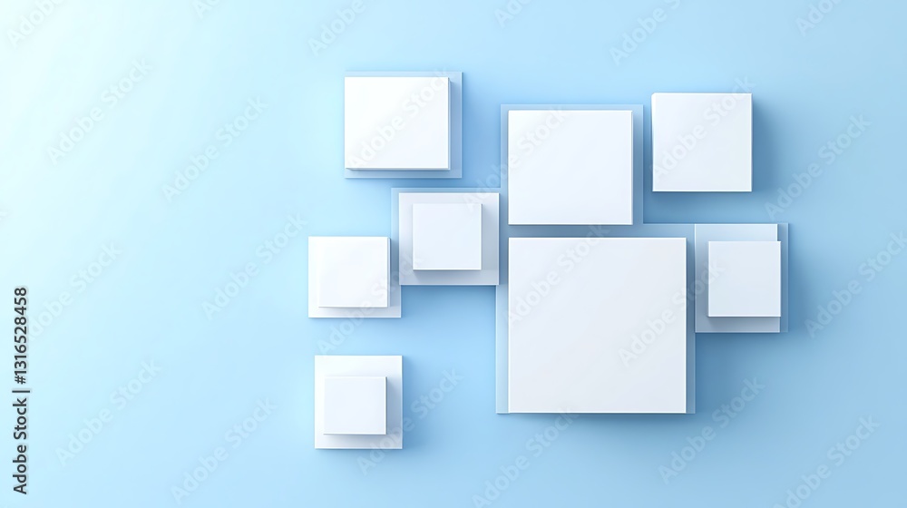 Floating White Cubes: A 3D Rendered Abstract Composition AI Generated Floating White Cubes: A 3D Rendered Abstract Composition AI Generated