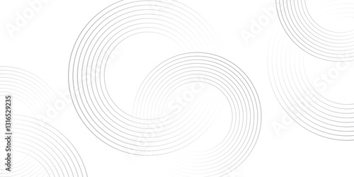 Abstract white background with black circle rings. Spiral sound wave rhythm line and dots dynamic abstract background, Vector illustration design for presentation, banner, cover, poster, texture Etc.	