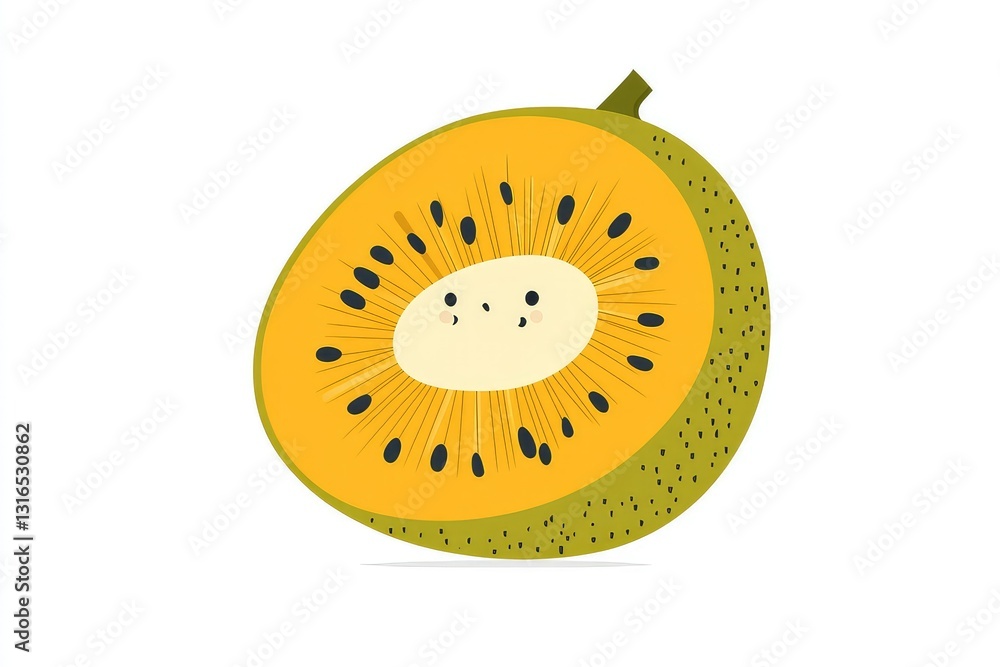 Fototapeta premium A minimalist vector-style kiwi illustration, isolated on white.