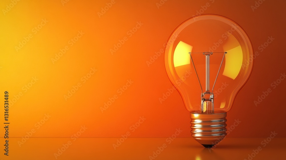 Orange Light Bulb on Vibrant Background for Creative Concepts Orange Light Bulb on Vibrant Background for Creative Concepts