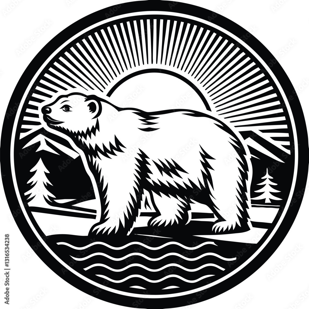 Naklejka premium a vector silhouette image of a polar bear icon (29).eps