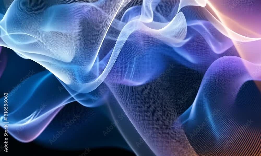 Abstract flowing waves of blue and purple light creating a serene atmosphere in a digital space Abstract flowing waves of blue and purple light creating a serene atmosphere in a digital space