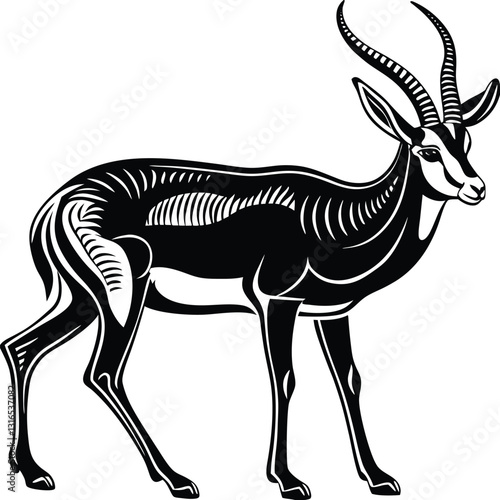 a vector silhouette image of a springbok eating (42).eps