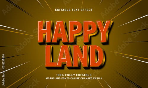 happy land editable text effect with a game and toys text style