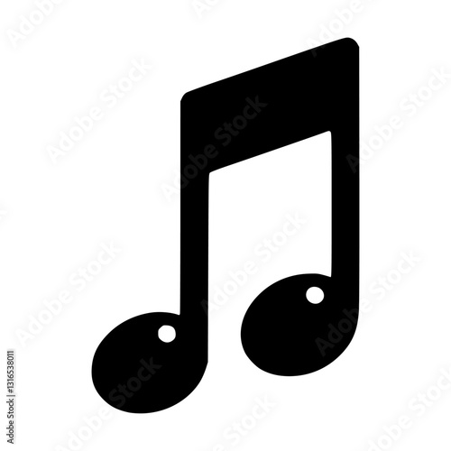 "Classic Beamed Eighth Note Music Icon in Black
