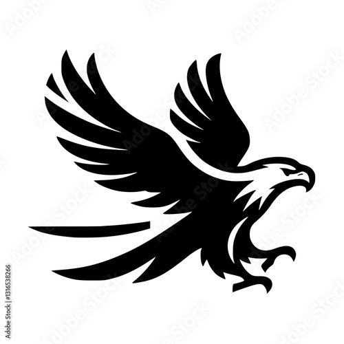 Majestic Black and White Eagle Logo Icon in Flight