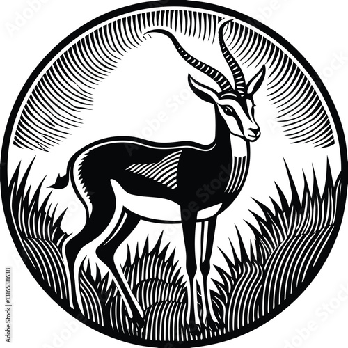 a vector silhouette image of a springbok eating (46).eps