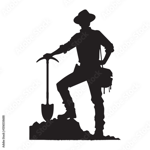 Desert Explorer Archaeologist silhouette, searching for lost civilizations in the sands - Archaeologist illustration - Minimalist Archaeologist vector - Profession silhouette
