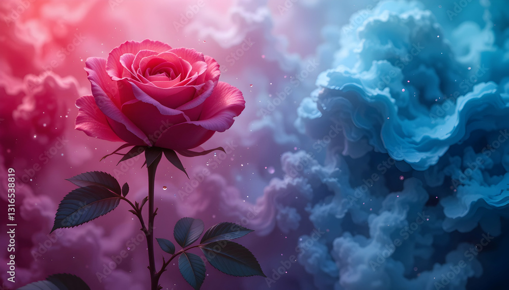 custom made wallpaper toronto digitalPink Rose Flower Blossom Against a Dreamy Cloud Background