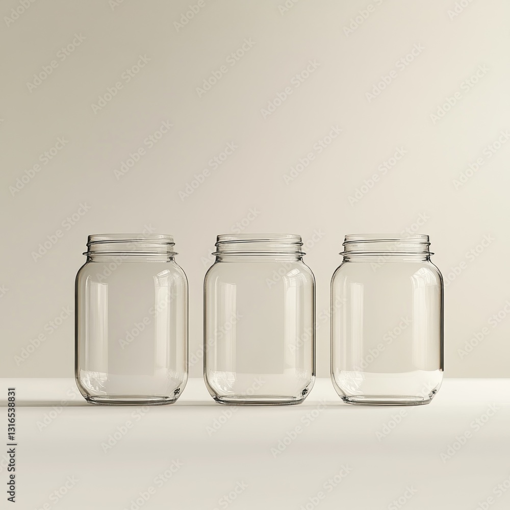 Three empty glass jars (2) Three empty glass jars (2)