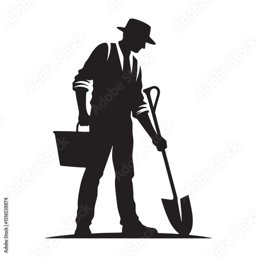 Fossil Hunter Archaeologist silhouette, uncovering prehistoric secrets - Archaeologist illustration - Minimalist Archaeologist vector - Profession silhouette
