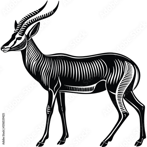 a vector silhouette image of a springbok eating (48).eps