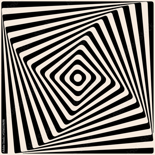 Abstract Square Spiral Black and White Pattern Background icon flat vector design.