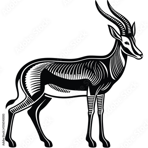 a vector silhouette image of a springbok eating (49).eps