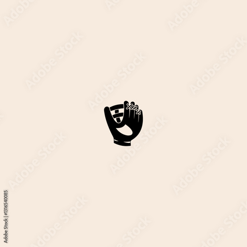 Leather baseball glove icon flat vector design.
