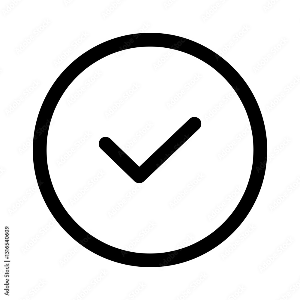 A Simple Checkmark Symbolizing Completion, Success, And Approval, Rendered In Bold Black Lines Against A Clean White Background A Simple Checkmark Symbolizing Completion, Success, And Approval, Rendered In Bold Black Lines Against A Clean White Background