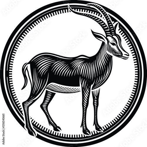 a vector silhouette image of a springbok eating (51).eps