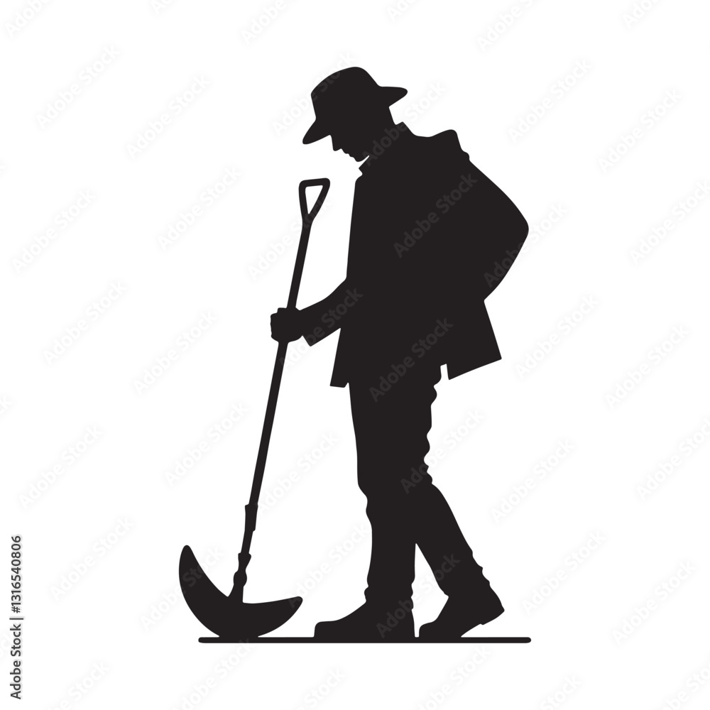 Fototapeta premium Passionate Archaeologist silhouette, devoted to unearthing history - Archaeologist illustration - Minimalist Archaeologist vector - Profession silhouette