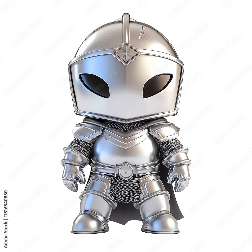 Close up of Medieval Knight Armor, Chibi Style, Cute Warrior, Split Design, Silver Halves, Shiny Metallic Finish, Fantasy Character Miniature Figurine, PNG file isolated on transparent background Close up of Medieval Knight Armor, Chibi Style, Cute Warrior, Split Design, Silver Halves, Shiny Metallic Finish, Fantasy Character Miniature Figurine, PNG file isolated on transparent background