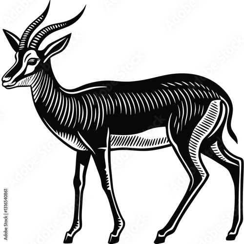 a vector silhouette image of a springbok eating (52).eps