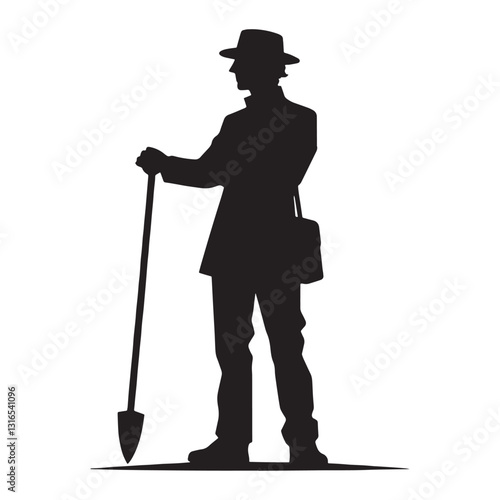 Fearless Archaeologist silhouette, venturing into forgotten worlds - Archaeologist illustration - Minimalist Archaeologist vector - Profession silhouette
