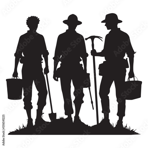 Diligent Archaeologist silhouette, carefully excavating history - Archaeologist illustration - Minimalist Archaeologist vector - Profession silhouette
