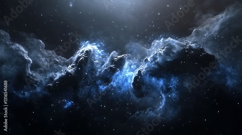 Cosmic nebula forms against a starry sky, possibly used as a wallpaper or background