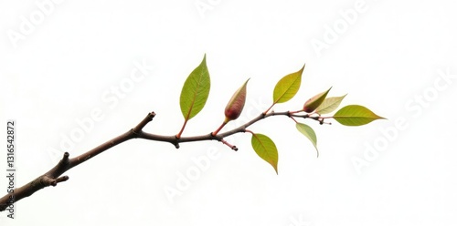 Single isolated branch against white background, natural, twiggy, branch