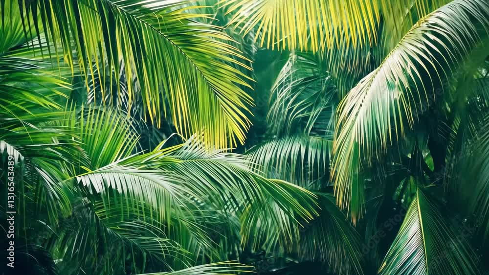 Lush coconut palm tree foliage amidst a vibrant tropical climate setting, Coconut palm tree foliage and tropical climate vegetation nature background Lush coconut palm tree foliage amidst a vibrant tropical climate setting, Coconut palm tree foliage and tropical climate vegetation nature background