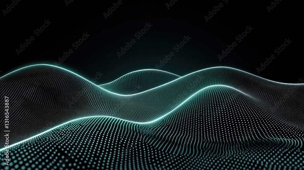 Abstract three dimensional neon waves on a dark background Abstract three dimensional neon waves on a dark background