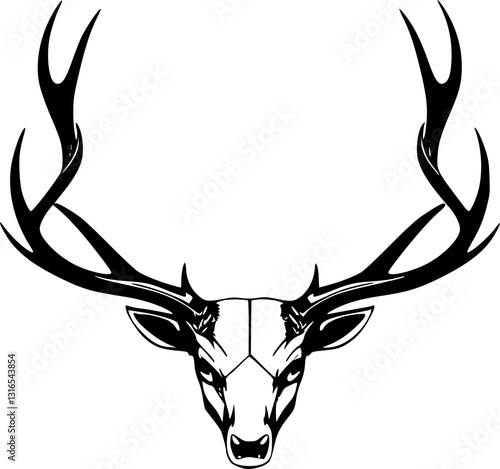 Antler crown 335 monochrome black and white illustration minimalist elegant wildlife nature symbol mythical royal majestic wildlife art design tattoo emblem decoration accessory jewelry logo icon vect