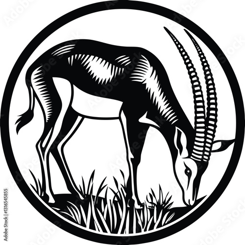 a vector silhouette image of a springbok eating (15).eps