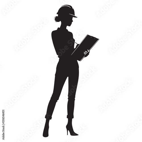 Urban Planner Civil Engineer silhouette, designing sustainable cityscapes - Engineer illustration - Minimalist Engineer vector - Profession silhouette
