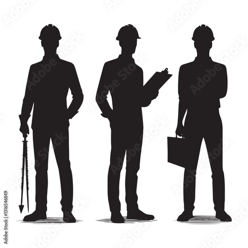 Construction Maestro Civil Engineer silhouette, turning blueprints into reality - Engineer illustration - Minimalist Engineer vector - Profession silhouette
