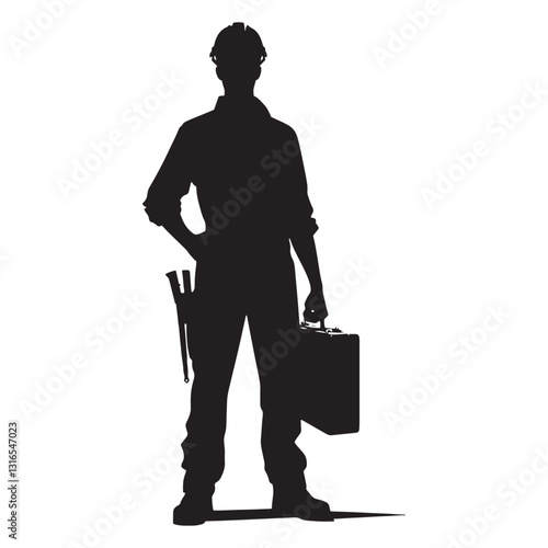 Structural Engineer Civil Engineer silhouette, reinforcing the world with strength - Engineer illustration - Minimalist Engineer vector - Profession silhouette
