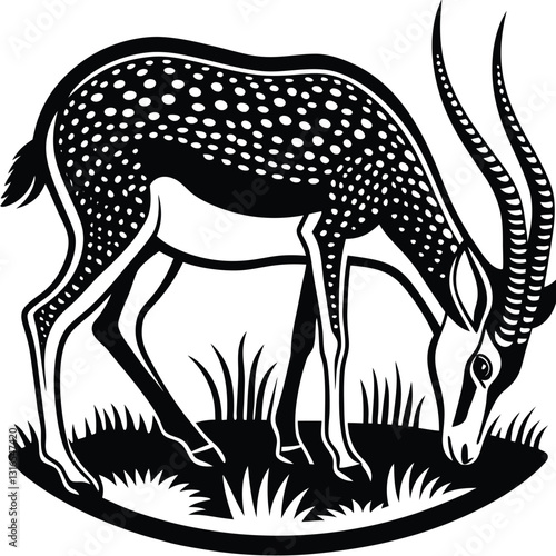 a vector silhouette image of a springbok eating (20).eps