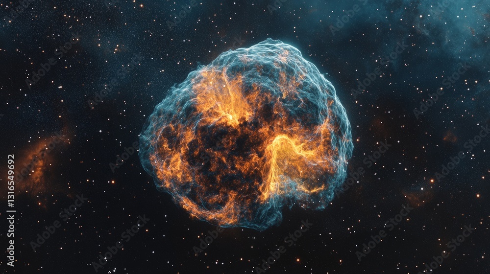 Intricate Nebula Depicting Vibrant Red and Orange Gas Clouds Against a Dense Starry Galaxy Background, Showcasing the Dynamic Beauty of Space. Intricate Nebula Depicting Vibrant Red and Orange Gas Clouds Against a Dense Starry Galaxy Background, Showcasing the Dynamic Beauty of Space.