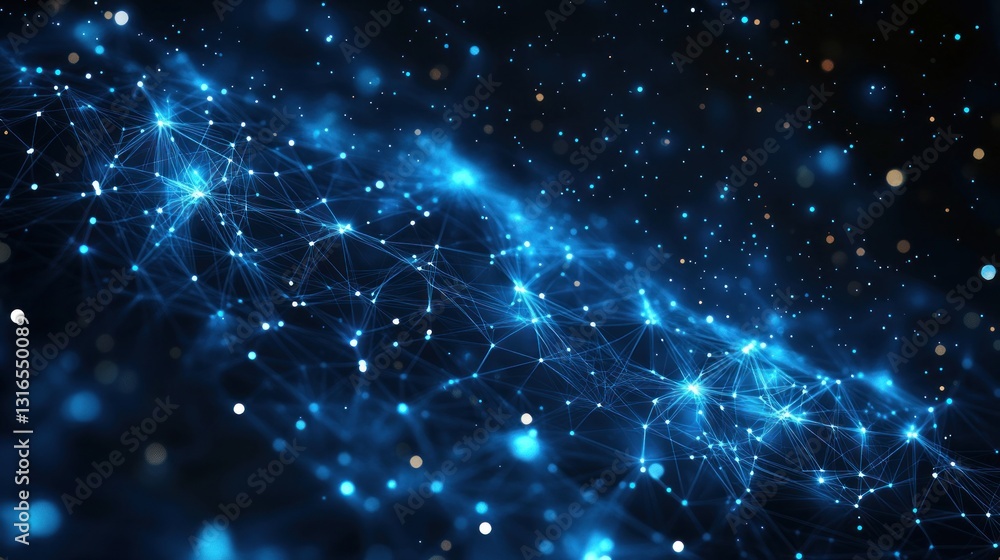 Fototapeta premium Abstract network graphic, interconnected nodes, cosmic background, digital connection