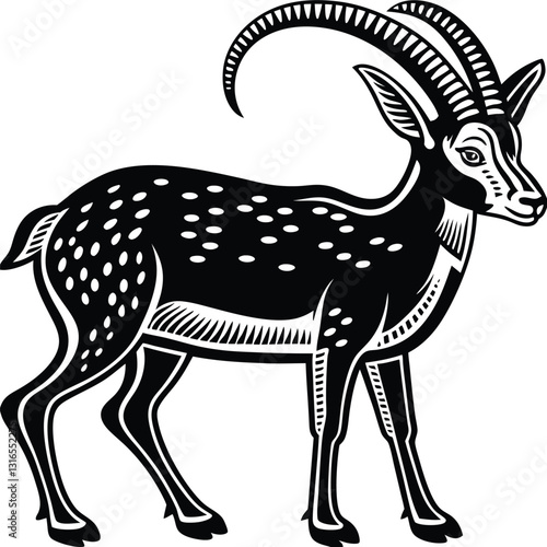 a vector silhouette image of a springbok eating (34).eps