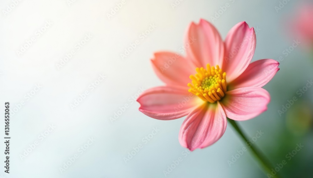 Colorful delicate flower in focus on white background, flower closeup, nature Colorful delicate flower in focus on white background, flower closeup, nature