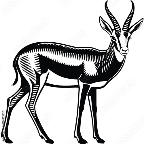 a vector silhouette image of a springbok eating (36).eps