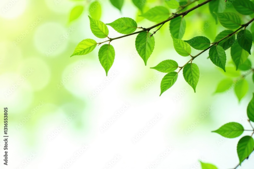 Delicate branches with soft green leaves isolated on white background, clean, foliage, trees Delicate branches with soft green leaves isolated on white background, clean, foliage, trees