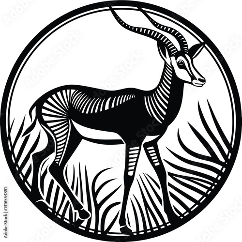 a vector silhouette image of a springbok eating (40).eps