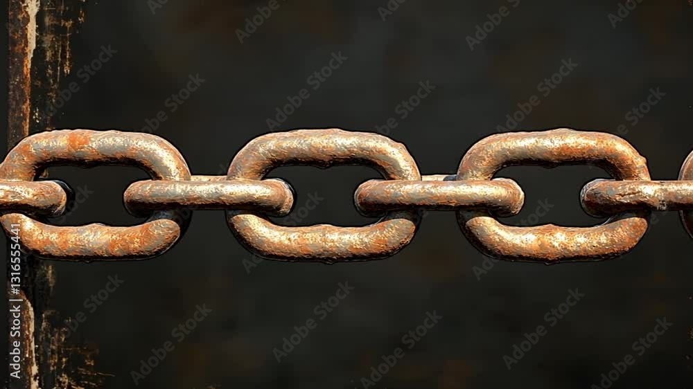 Rusty chain, dark background, industrial scene, close up, abstract, possible use in graphic design or industrial themes Rusty chain, dark background, industrial scene, close up, abstract, possible use in graphic design or industrial themes