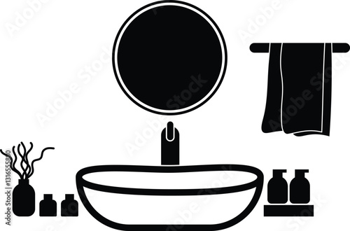 Wash basin vector outline